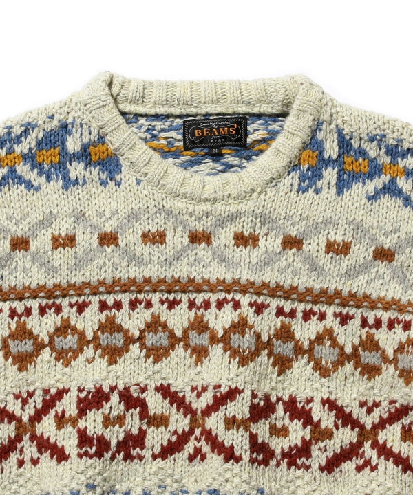 BEAMS PLUS BEAMS PLUS / Crew Fair Isle Pattern 3G（上衣毛衣