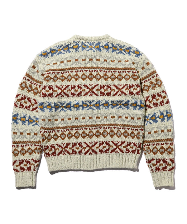 Beams Plus Crew Fair Isle Pattern 3G in Grey | REVOLVE