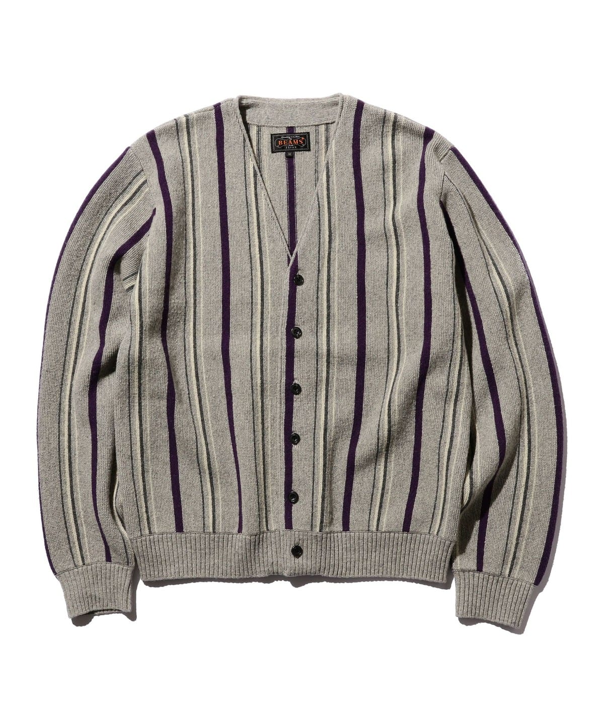 Cardigan Stripe 12G トップス MEN GREY L Cardigan Stripe 12G トップス MEN GREY L