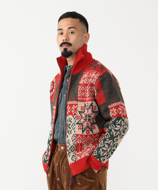 BEAMS PLUS BEAMS PLUS Cardigan Double Jacquard Patchwork