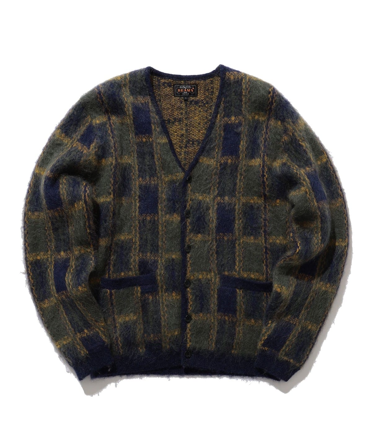 Cardigan Double Jacquard Check Pattern トップス MEN NAVY XL Cardigan Double Jacquard Check Pattern トップス MEN NAVY XL