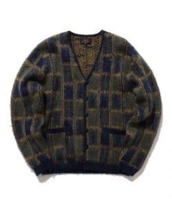 BEAMS PLUS / Cardigan Double Jacquard Check Pattern