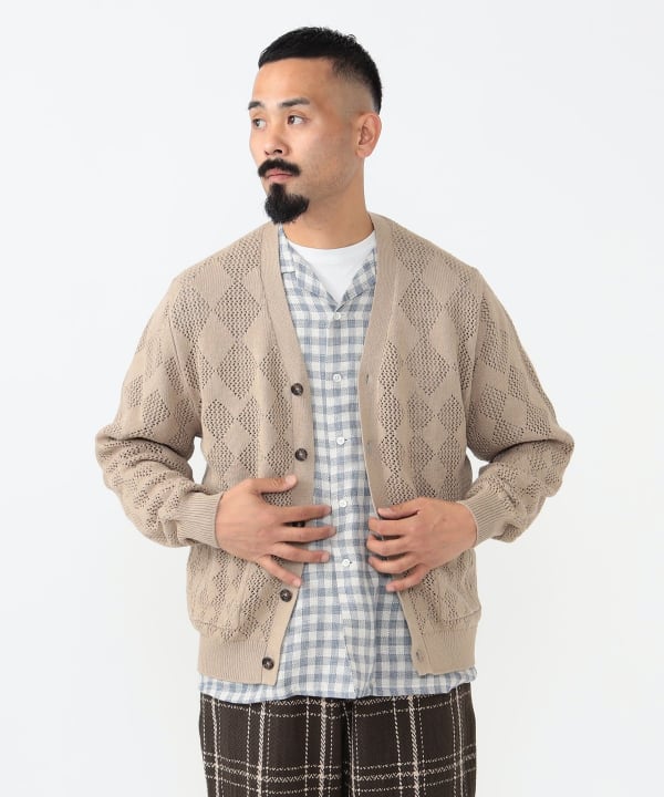 BEAMS PLUS（ビームス プラス）Cardigan Diamond Mesh（トップス