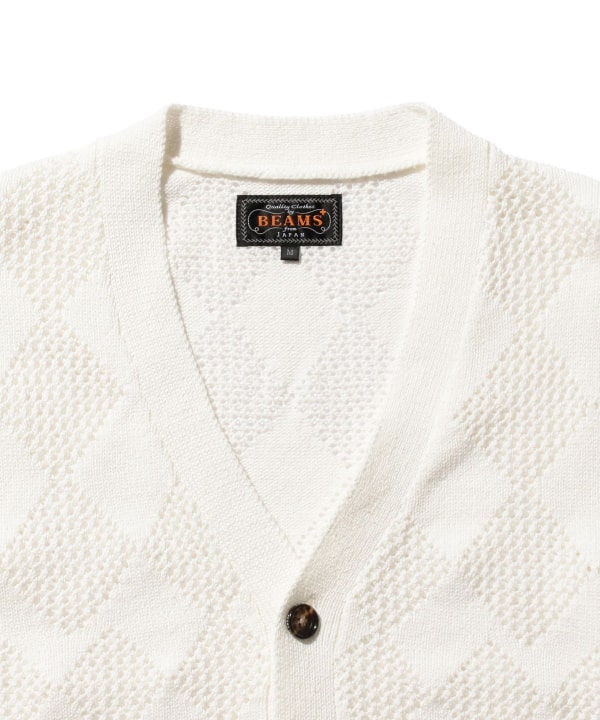 BEAMS PLUS（ビームス プラス）Cardigan Diamond Mesh（トップス