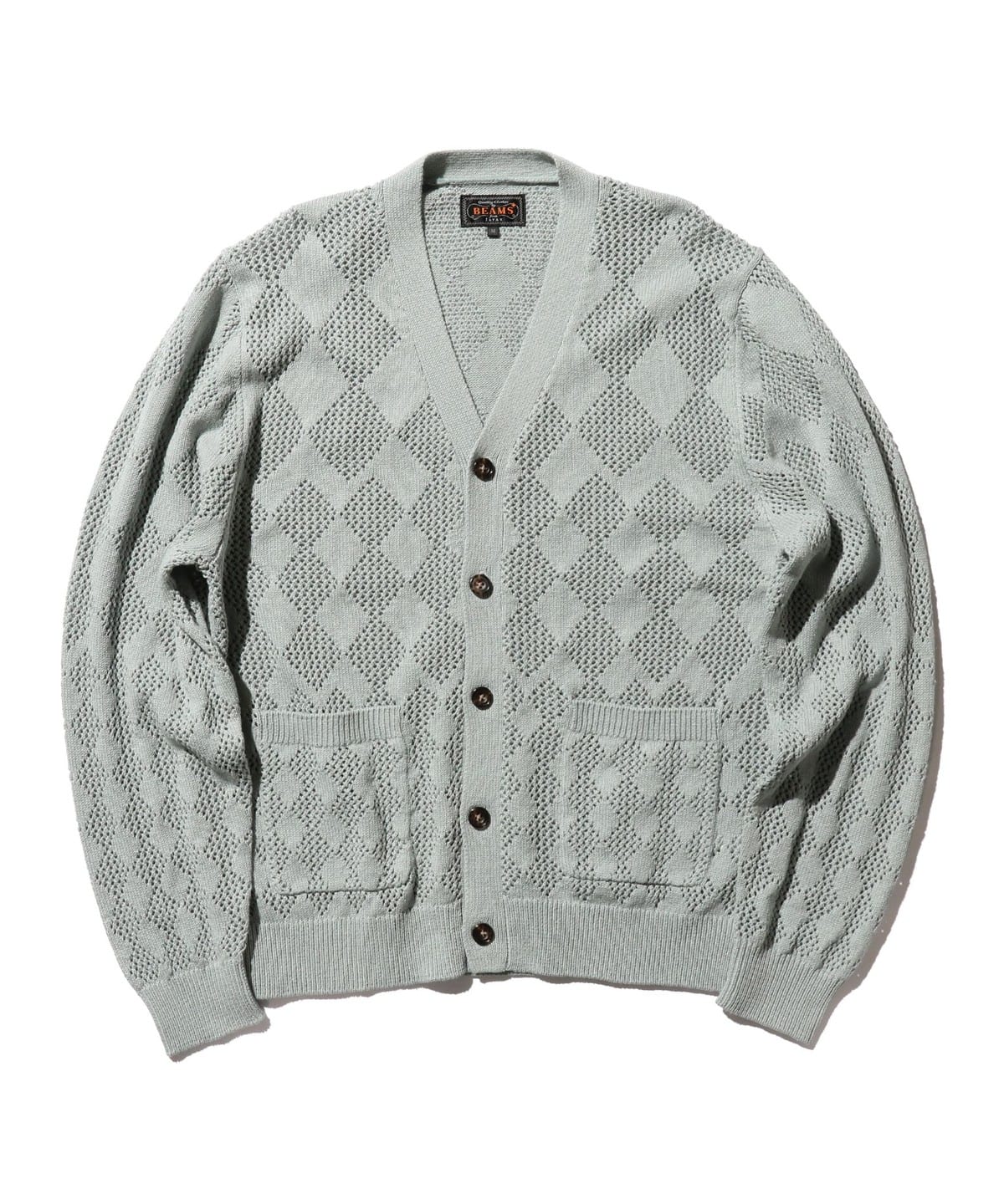 Cardigan Diamond Mesh トップス MEN SAX M Cardigan Diamond Mesh トップス MEN SAX M