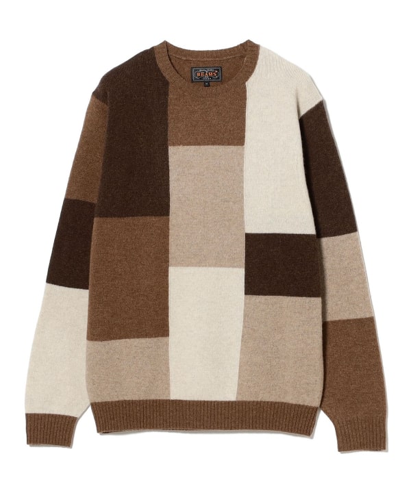 BEAMS PLUS（ビームス プラス）Crew Intarsia Block Pattern（トップス