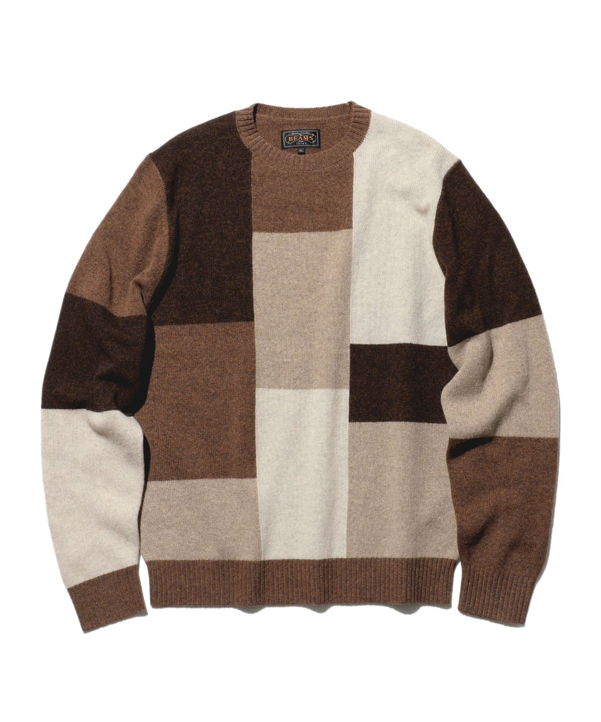 �y�^�C���Z�[���zCrew Intarsia Block Pattern �g�b�v�X MEN BROWN XL