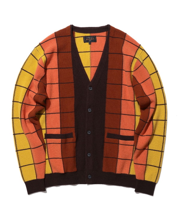 新品 BEAMS PLUS ジャガード ニットカーディガン XL BEAMS PLUS（ビームス プラス）Cardigan Intarsia Garter Stitch