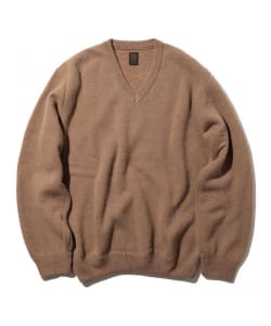 【別注】BATONER / Camel High Twist V-NECK KNIT