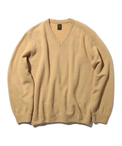【別注】BATONER / Camel High Twist V-NECK KNIT