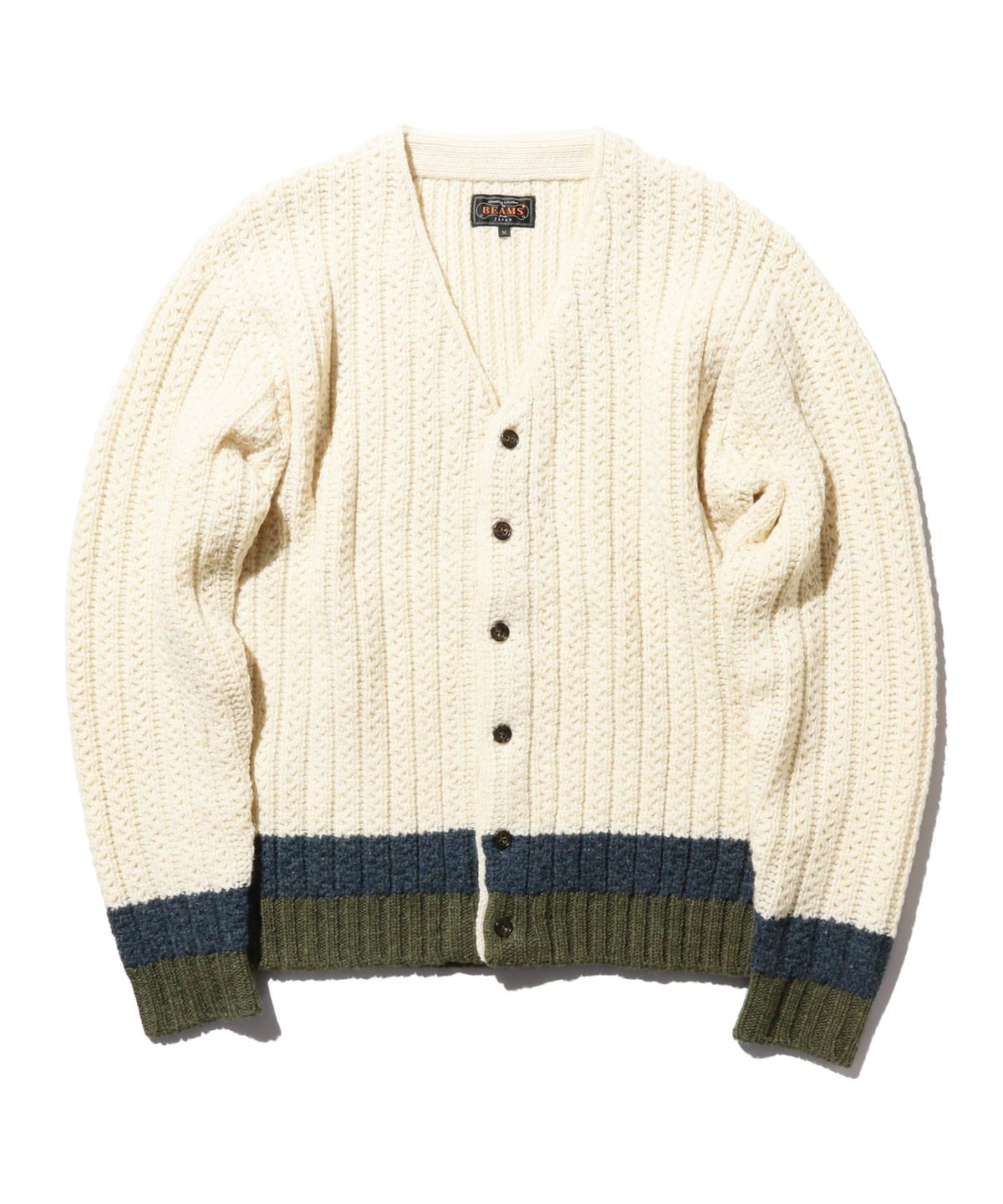 BEAMS PLUS（ビームス プラス）Cardigan Rib Stitch Line Color