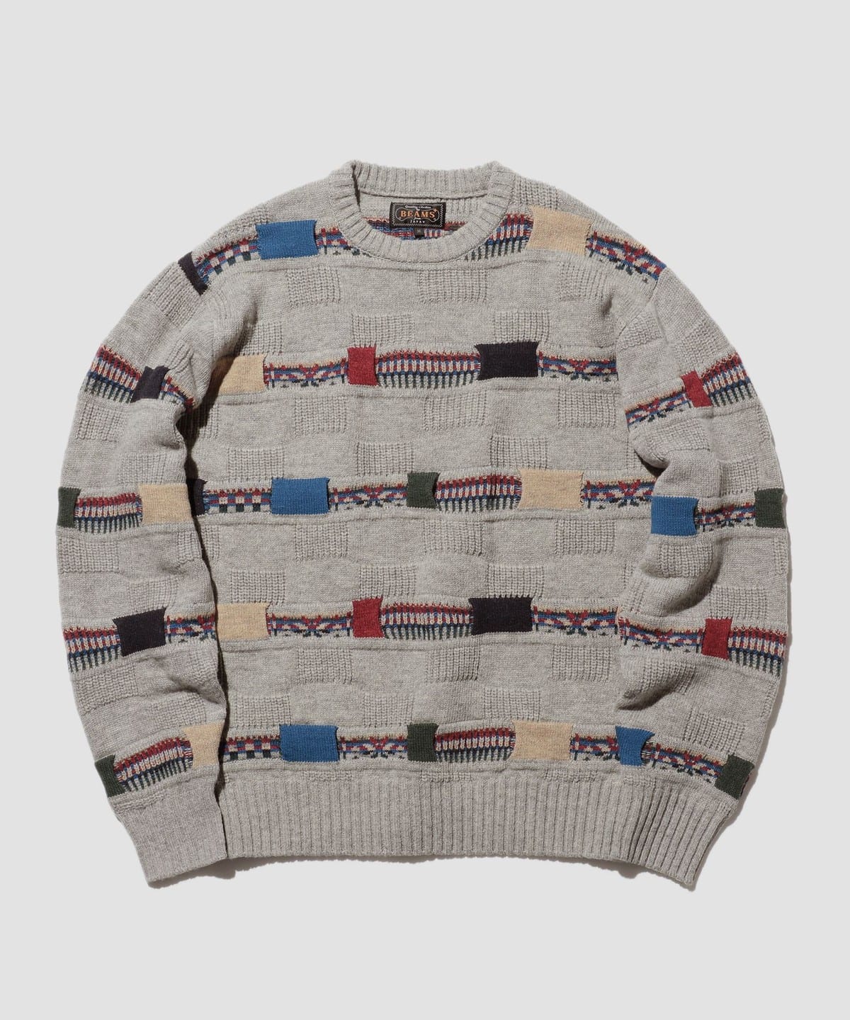 BEAMS PLUS（ビームス プラス）Crew Jacquard Fair Isle Stripe 5G