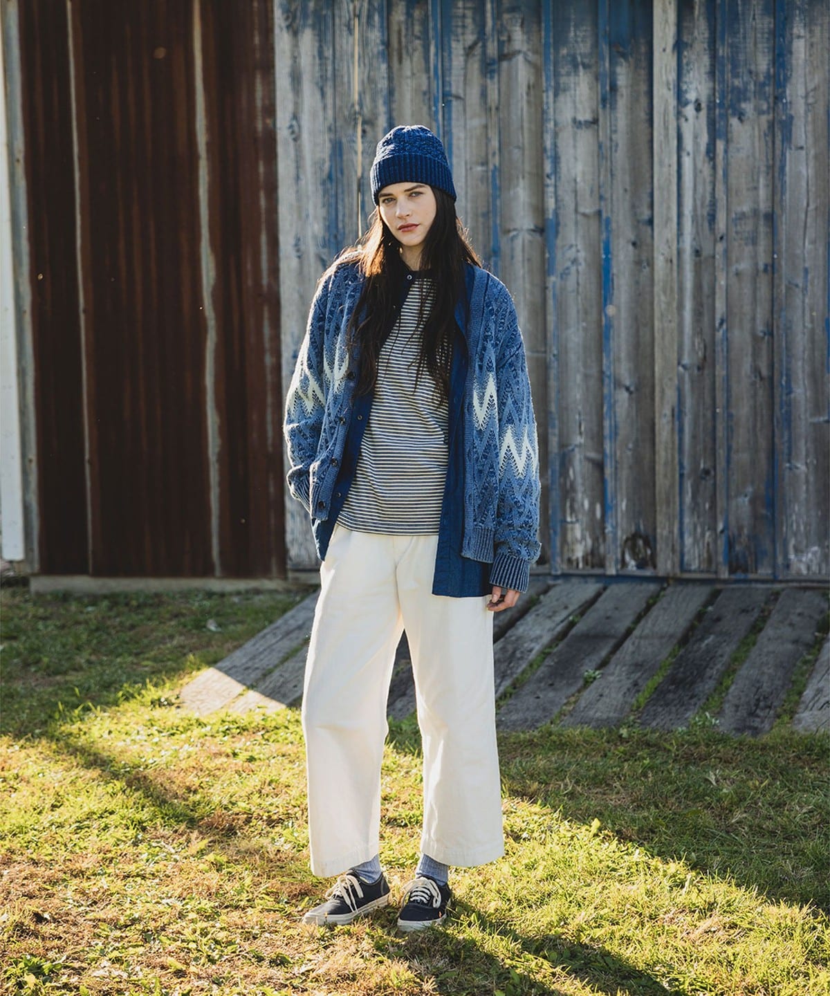 BEAMS PLUS（ビームス プラス）Cardigan Jacquard Indigo Yarn