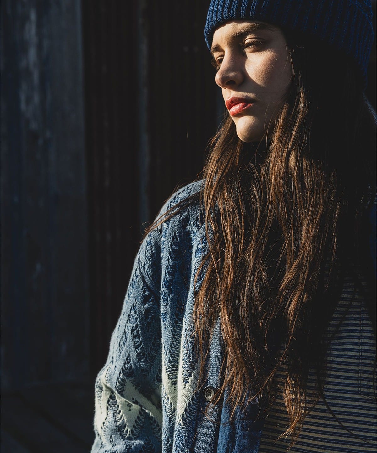 BEAMS PLUS（ビームス プラス）Cardigan Jacquard Indigo Yarn