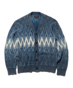 Cardigan Jacquard Indigo Yarn