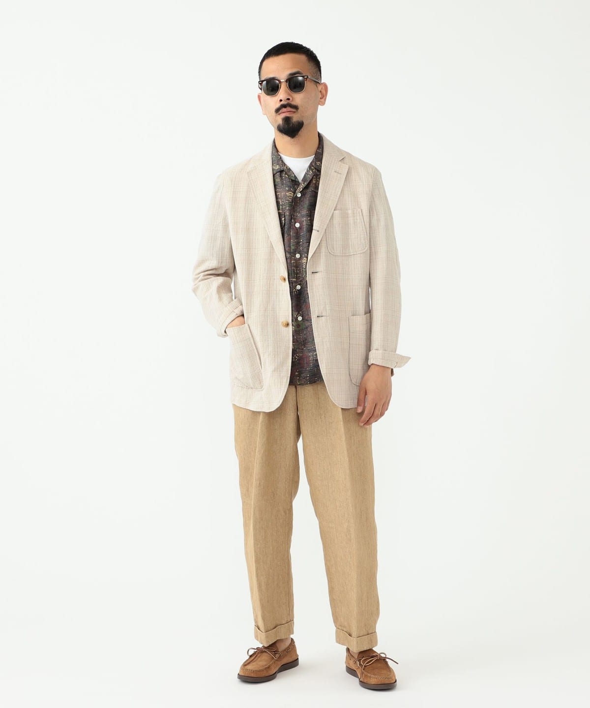 BEAMS PLUS BEAMS PLUS Wool Linen Check 3 Button Comfort Jacket (Jacket  Casual Jacket) Available at BEAMS