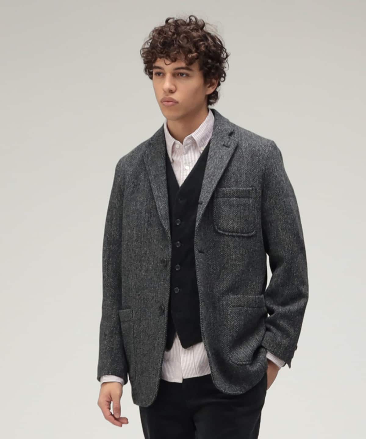 BEAMS PLUS 3B Jacket Harris Tweed Size 24 (Jacket, Casual BEAMS