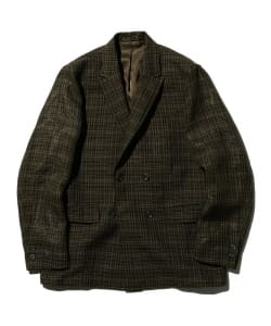 BEAMS PLUS / 4B Double Breasted Linen Mesh Plaid
