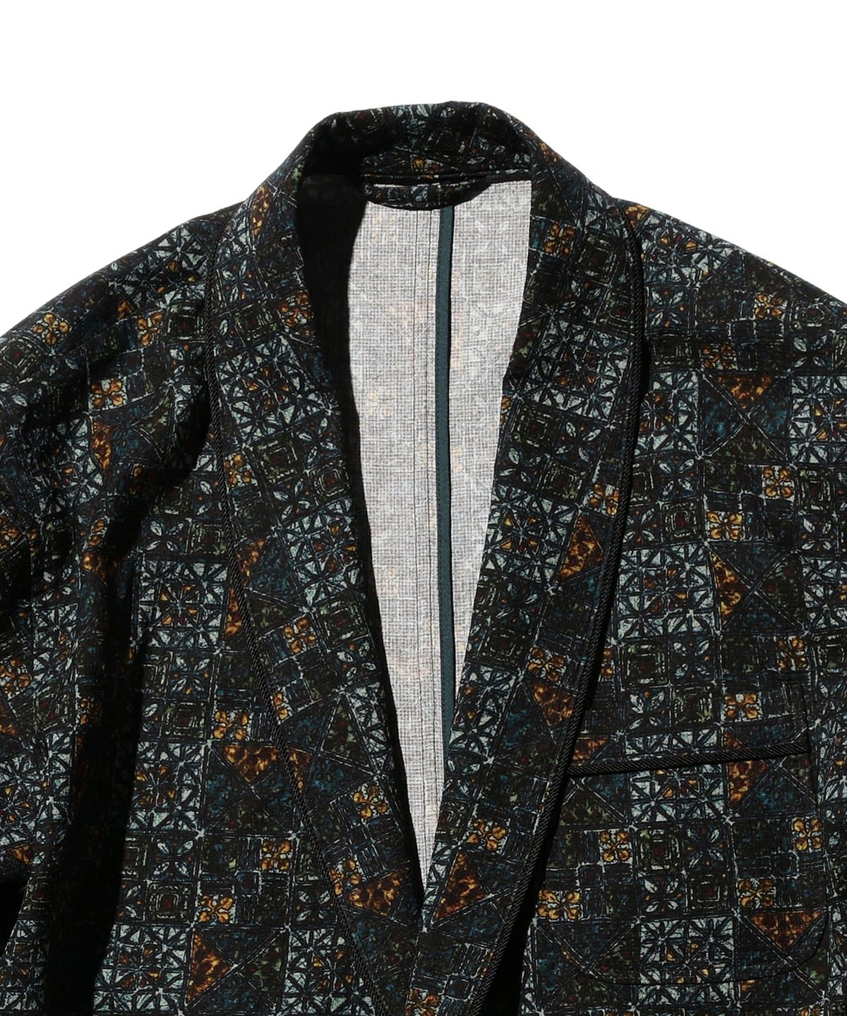BEAMS＋ スモーキング ジャケット 王道の黒別珍 BEAMS PLUS（ビームス プラス）1B Smoking Jacket Slab Mesh Print