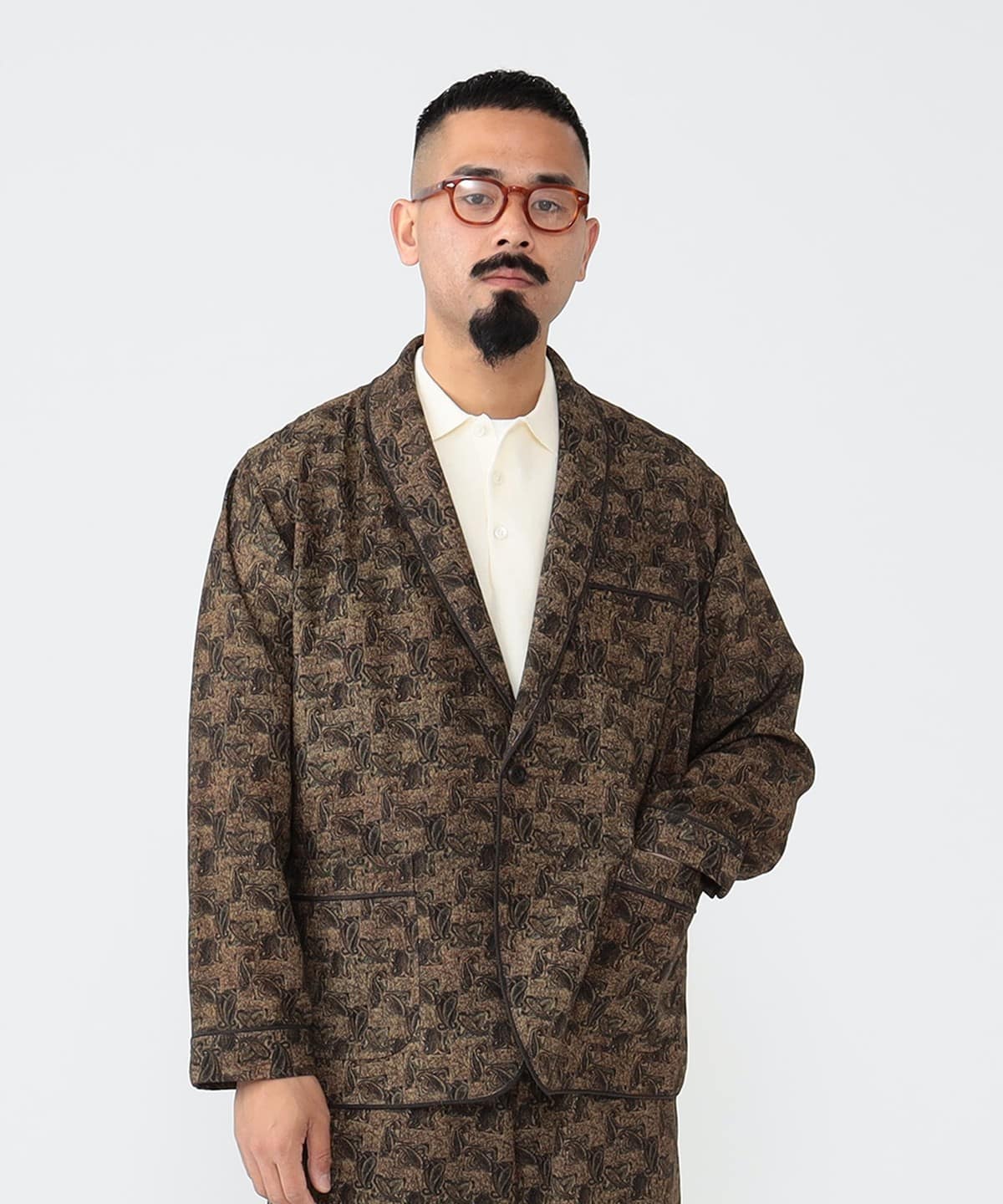 BEAMS PLUS（ビームス プラス）1B Smoking Jacket Slab Mesh Print