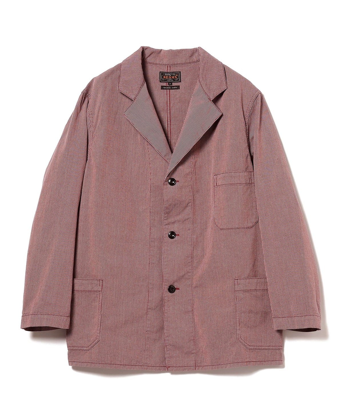 ビームスプラス　リネン ヘリンボーン ワークジャケット ネイビー M 3B ビームスプラス リネン ヘリンボーン ワークジャケット ネイビー