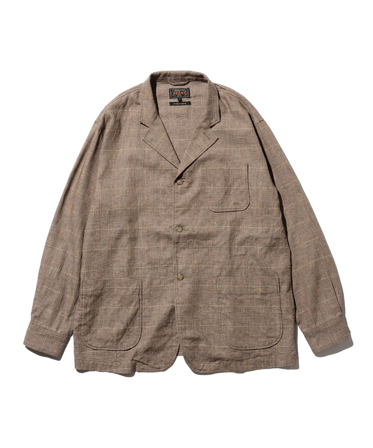 4B Cuffs Jacket Linen Plaid ジャケット MEN BROWN S 4B Cuffs Jacket Linen Plaid ジャケット MEN BROWN S