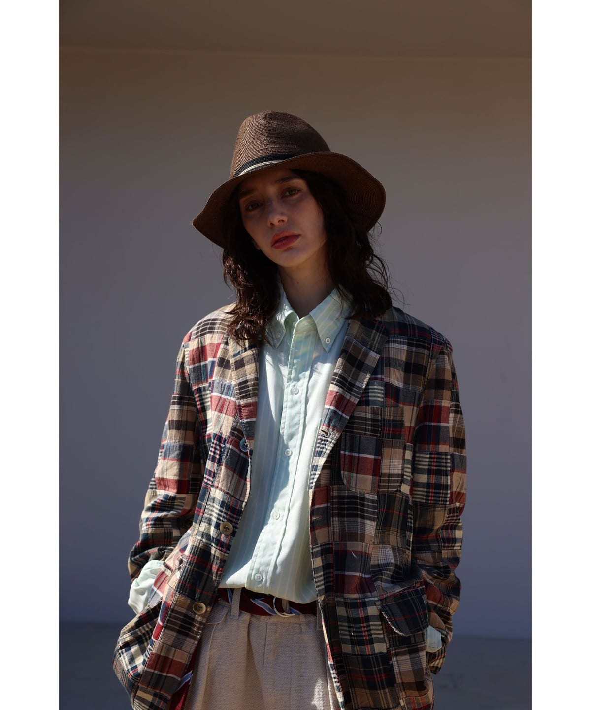 BEAMS PLUS 3B Box-fit Patchwork Madras (Jacket, Casual BEAMS PLUS