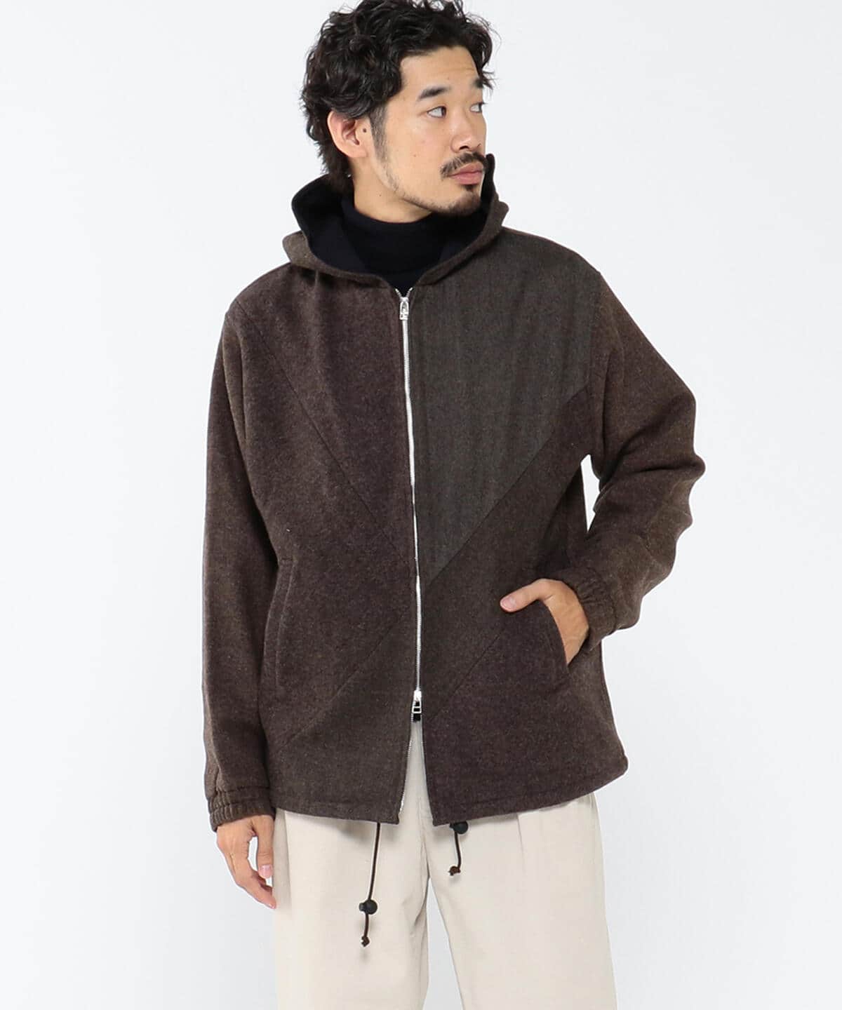 BEAMS × TUBE ムートン ジャケット パッチワーク キャメル Mサイズ-