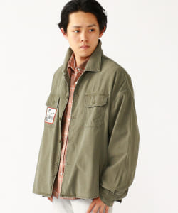 ▲【予約・イベント限定】REMI RELIEF × BEAMS PLUS / 別注 ミリタリー シャツ ワイド バックサテン①