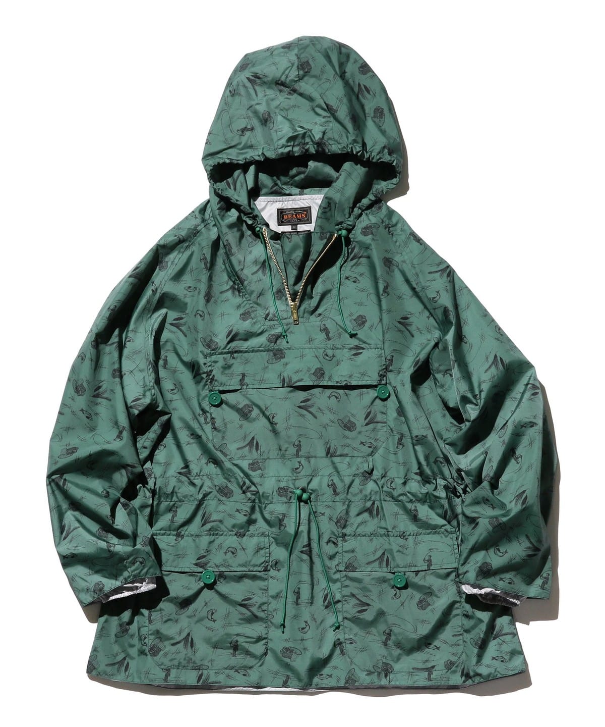 ナイロン プリント ユーロスポーツアノラック ブルゾン MEN EMERALD GREEN L ナイロン プリント ユーロスポーツアノラック ブルゾン MEN EMERALD GREEN L