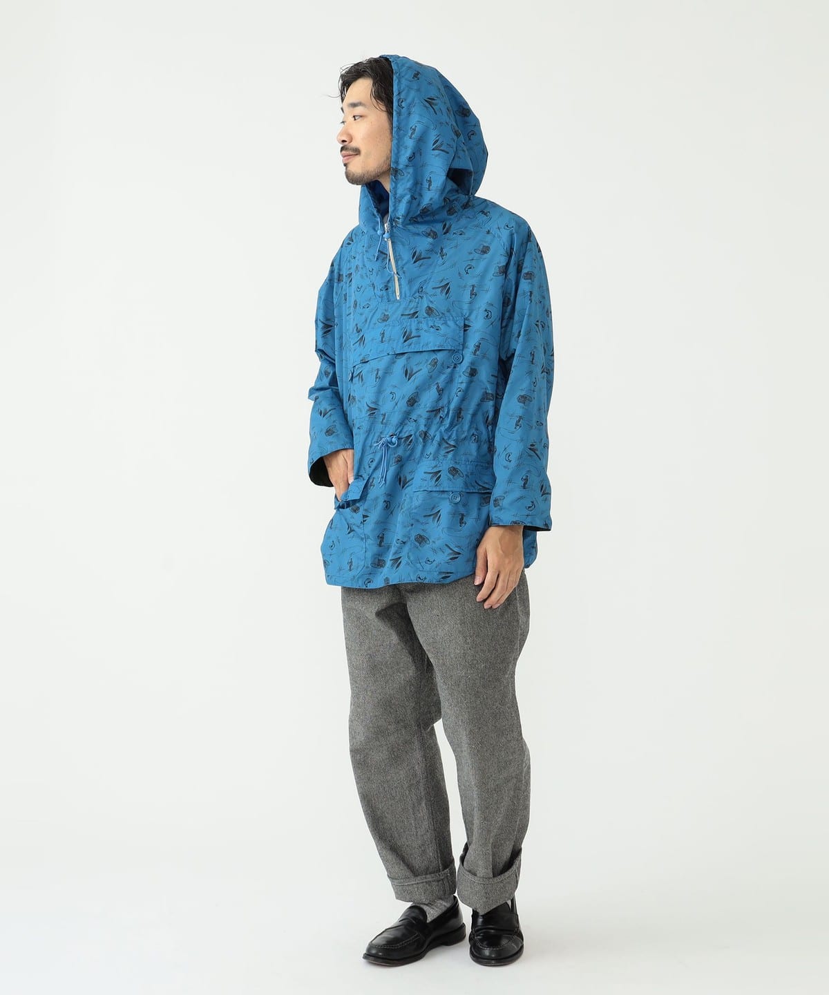 美品 22aw BEAMS PLUS ユーロ スポーツアノラックジャケット M BEAMS PLUS（ビームス プラス）ナイロン プリント ユーロスポーツ