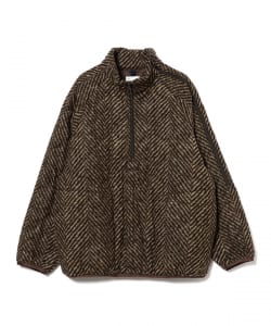 ts(s) / Large Herringbone Wool Blend Jersey Quilted Cloth Zip-up Shoulder Pullover Jacket
