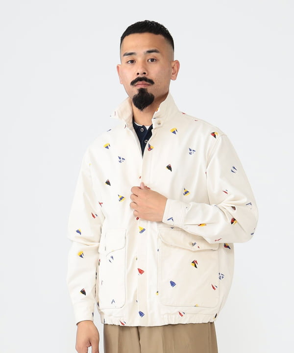 BEAMS PLUS Zipper Blouson Embroidery On Print (Blouson BEAMS