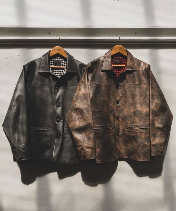 BEAMS PLUS（ビームス プラス）Car Coat Aged Fake Leather（コート