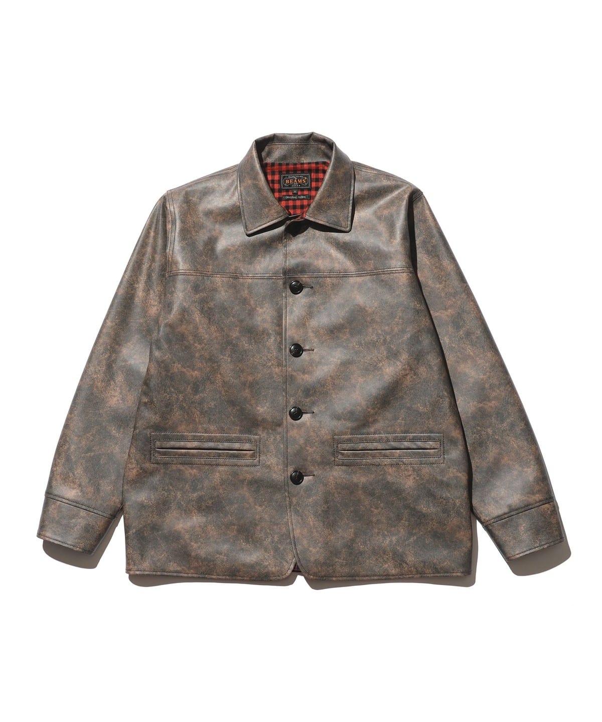 Car Coat Aged Fake Leather コート MEN BROWN L Car Coat Aged Fake Leather コート MEN BROWN L