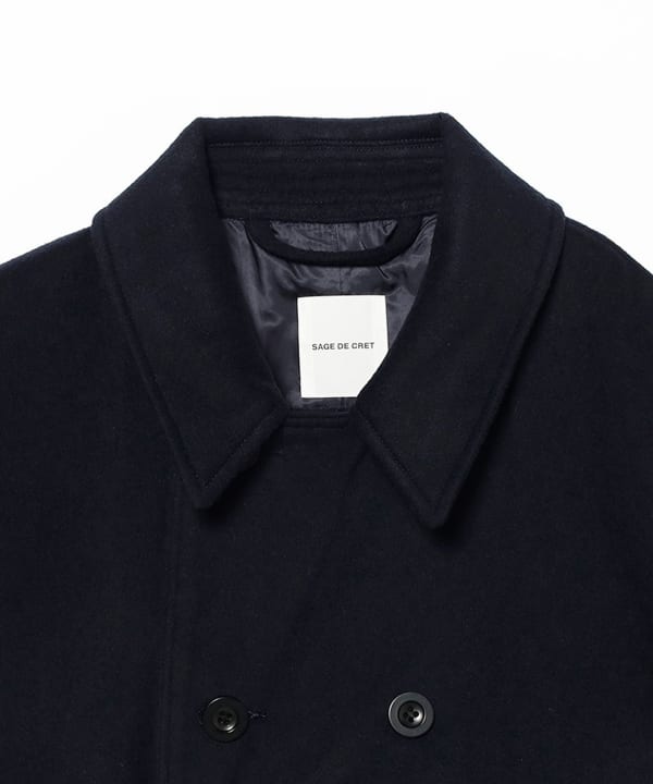 SAGE DE CRET◆コート/L/ウール/BRW サージュデクレ SAGE DE CRET アウター コットンダンプ×フラノ リバーシブルステンカラーコート