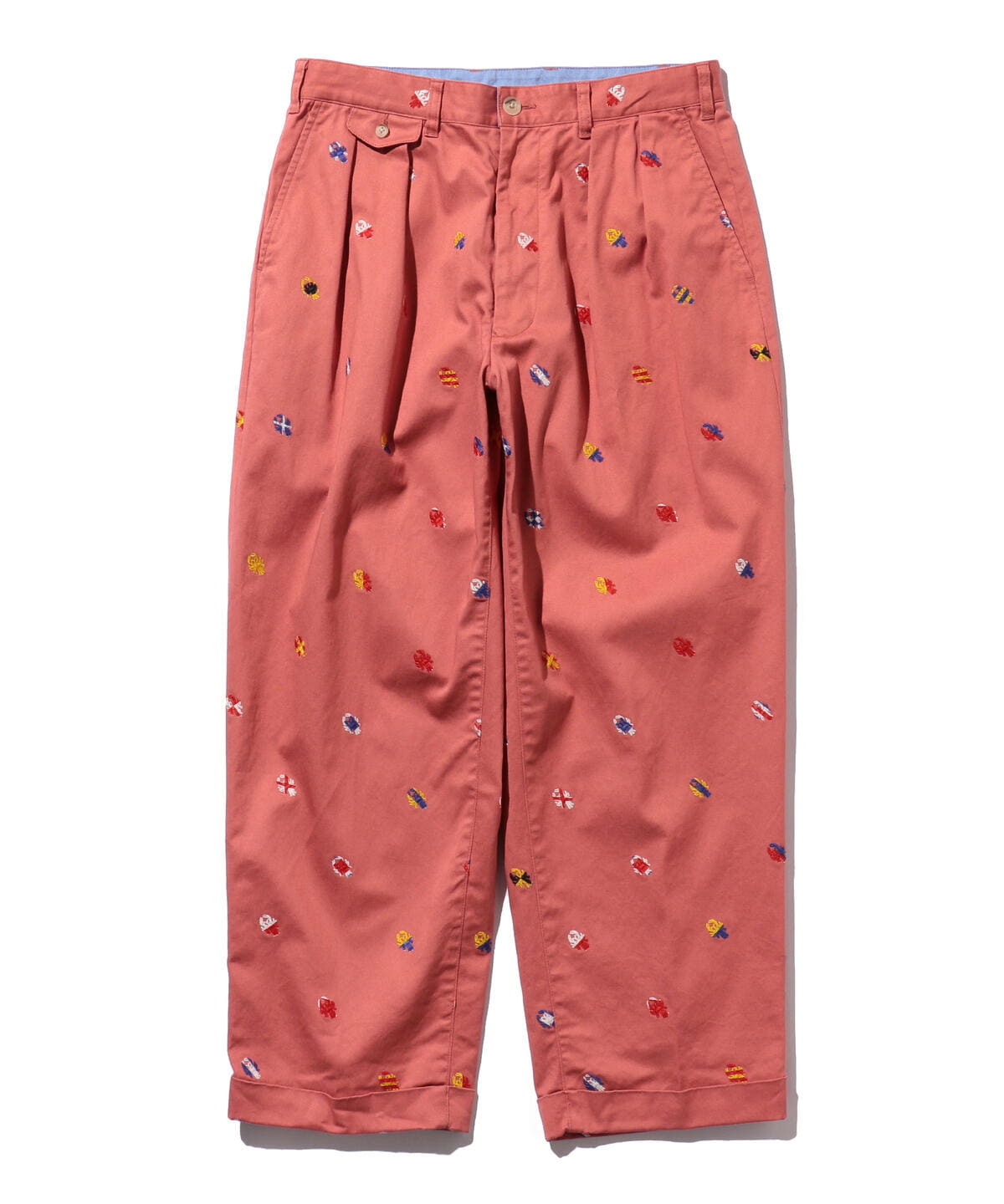 2プリーツ インクジェットマッピング エンブロイダリー ワイドトラウザーズ パンツ MEN NANTUCKET RED L 2プリーツ インクジェットマッピング エンブロイダリー ワイドトラウザーズ パンツ MEN NANTUCKET RED L