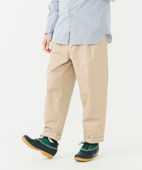 美品 21AW ビームスプラス BEAMS+ 2プリーツ チノ パンツ ワイド35cm裾幅