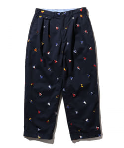 2 Pleats Trousers Embroidery On Print