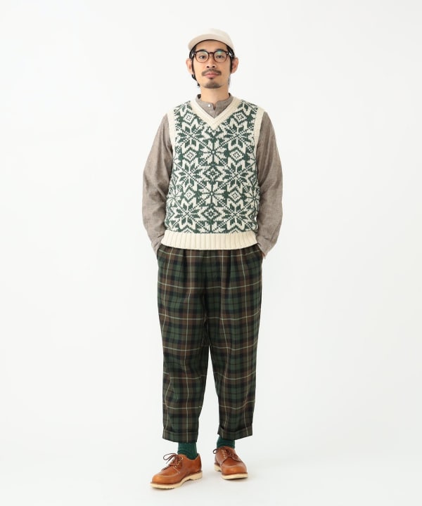 ビームス 2 Pleats Tapered Twill XL ネイビー Beams Plus - 2