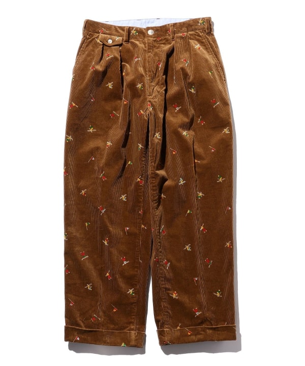 BEAMS PLUS（ビームス プラス）【予約】2 Pleats Trousers Corduroy Embroidery Like On Skier  Print（パンツ カジュアルパンツ）通販｜BEAMS