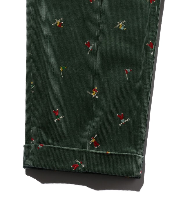 BEAMS PLUS 2 Pleats Trousers Corduroy Embroidery Like On