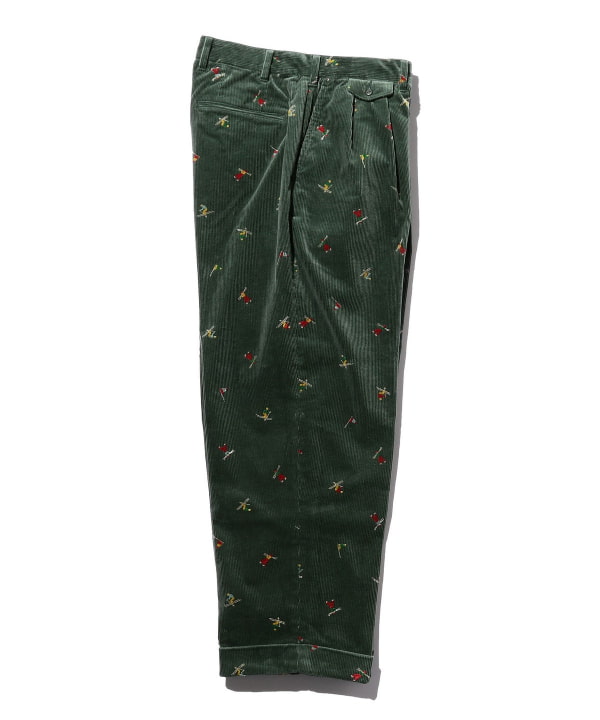 BEAMS PLUS 2 Pleats Trousers Corduroy Embroidery Like On