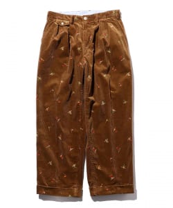 2 Pleats Trousers Corduroy Embroidery Like On Skier Print