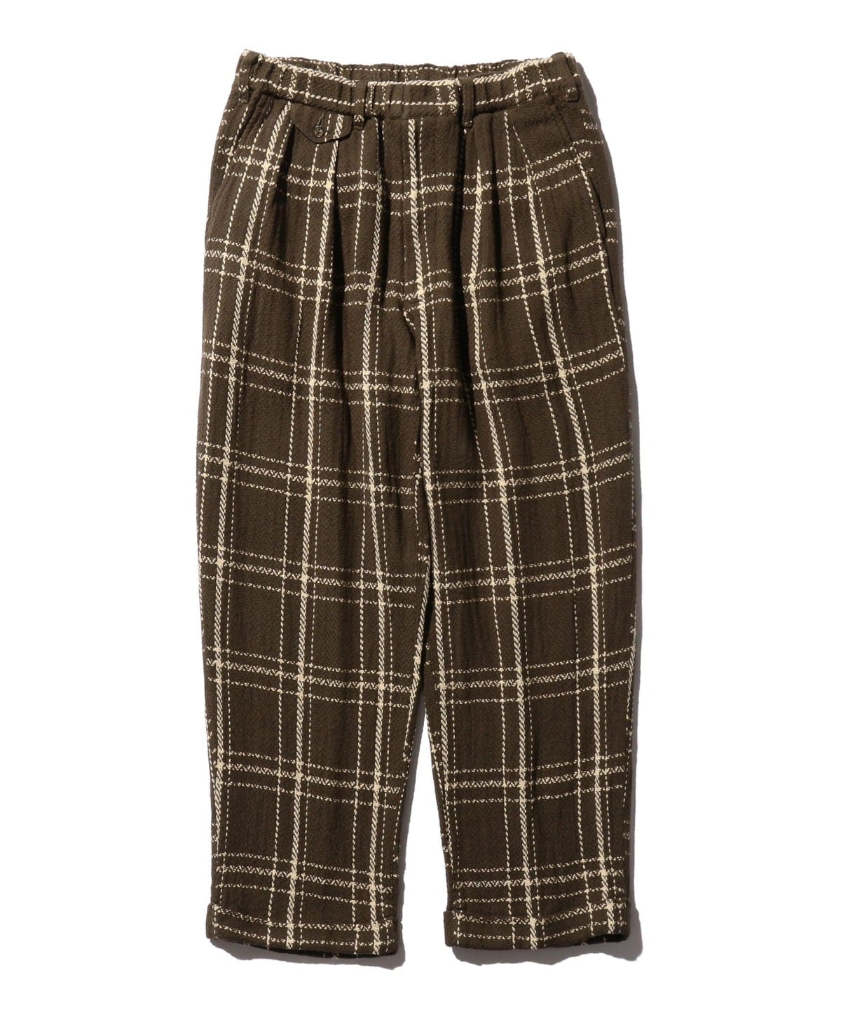 2 Pleats Relax Trousers Loose Weave Plaid パンツ MEN BROWN M 2 Pleats Relax Trousers Loose Weave Plaid パンツ MEN BROWN M