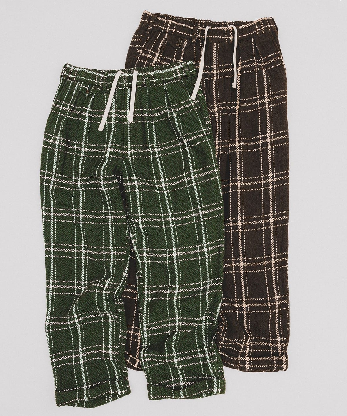 パンツ 2Pleats Relax Trousers Loose Weave Plaid BEAMS PLUS（ビームス プラス）【タイムセール】2 Pleats Relax