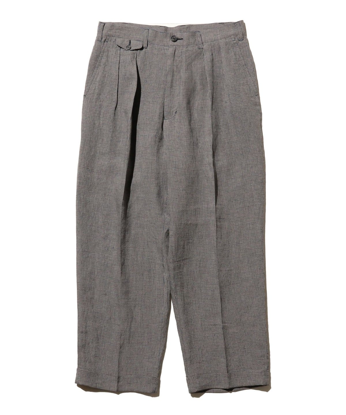 2 Pleats Trousers Linen Cupra Gun Club Check パンツ MEN GREY S 2 Pleats Trousers Linen Cupra Gun Club Check パンツ MEN GREY S
