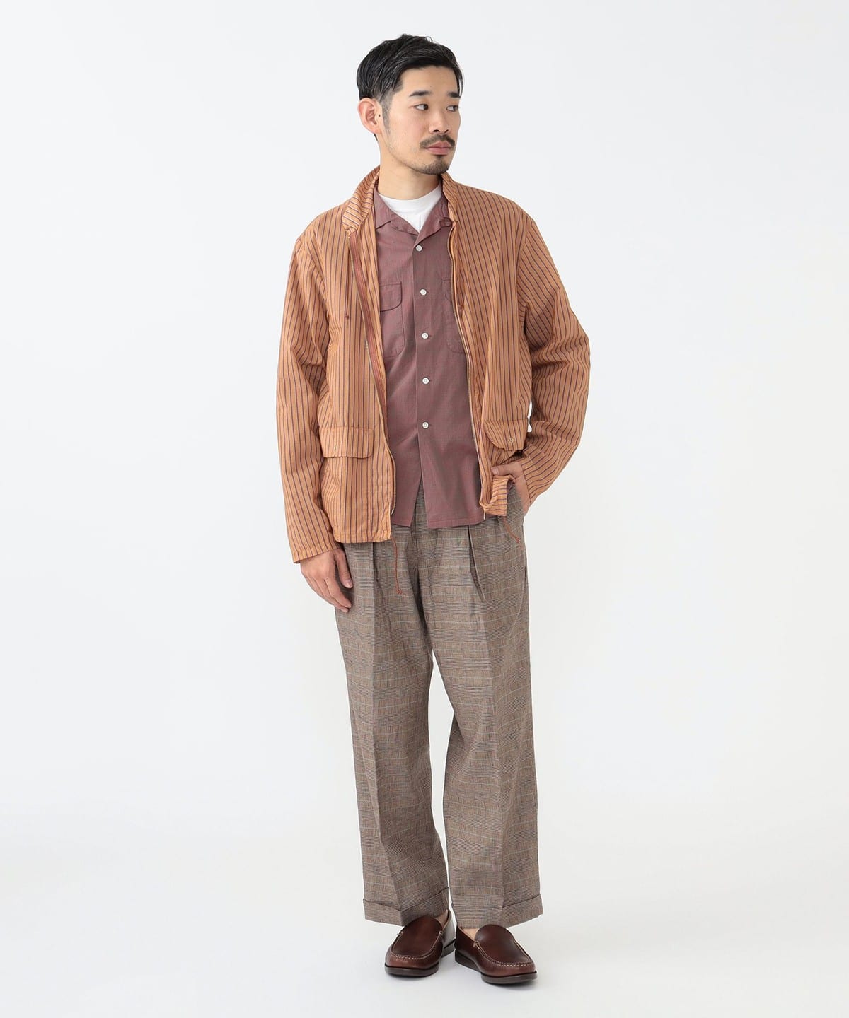 BEAMS PLUS（ビームス プラス）2 Pleats Trousers Linen Plaid（パンツ