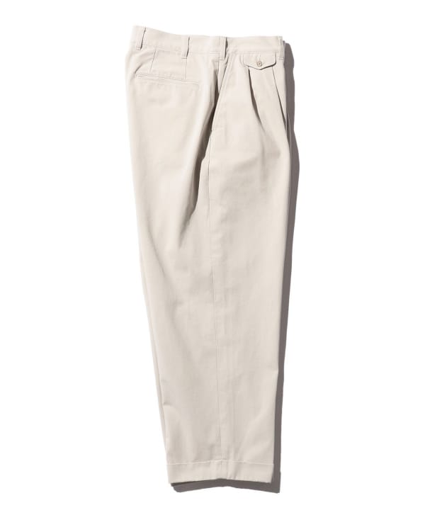 ビームスプラス　BEAMS　2 Pleats Twill サイズXL KHAKI BEAMS PLUS（ビームス プラス）2 Pleats Trousers Twill Bio