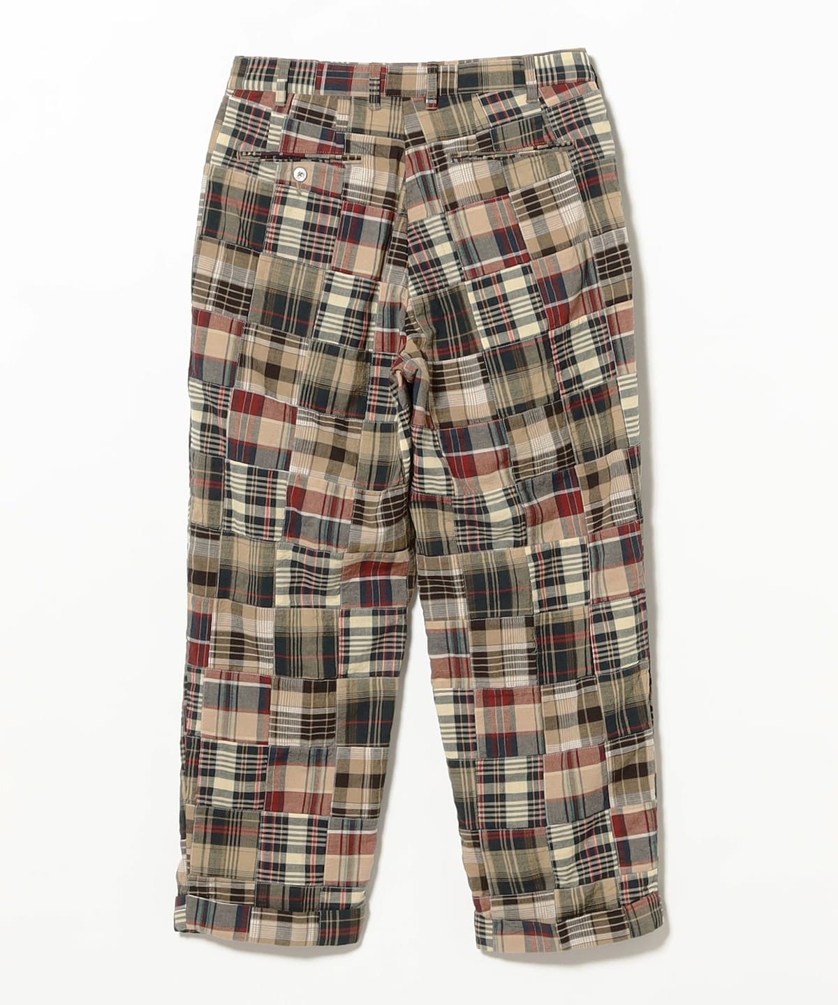 BEAMS PLUS ビームス プラス 25SS 2 Pleats Relax Trousers Patchwork Madras パッチワークチェックイージーパンツ  ミックスカラー L BEAMS PLUS（ビームス プラス）【8/6再値下げ】2 Pleats Trousers